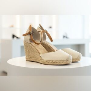 Elegant Cream Wedge Sandals